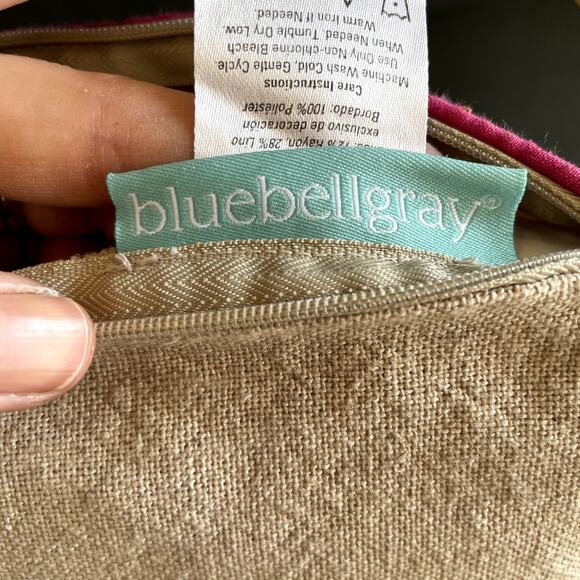 BlueBellGray Linen Blend Embroidered Accent Pillow Down Filled - Picture 6 of 8